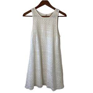 Pins And Needles Lace Dress Sleeveless Zip On Back A line White Lined Sz S